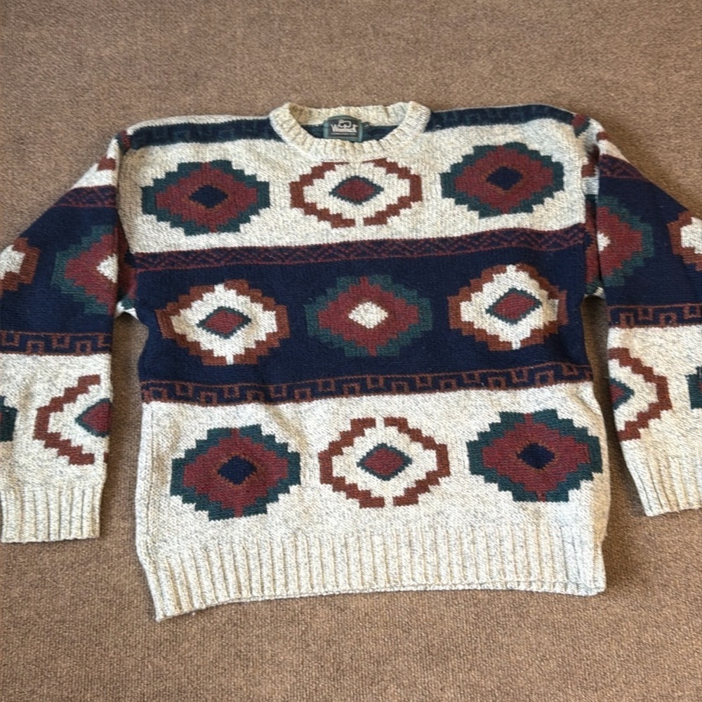 Vintage Woolrich Southwestern Aztec Print Wool Sweater Men’s L Eclectic Grandpa